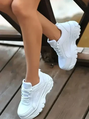 Papucsan Bufalo Yüksek Taban Beyaz Mat Kadın Spor Ayakkabı