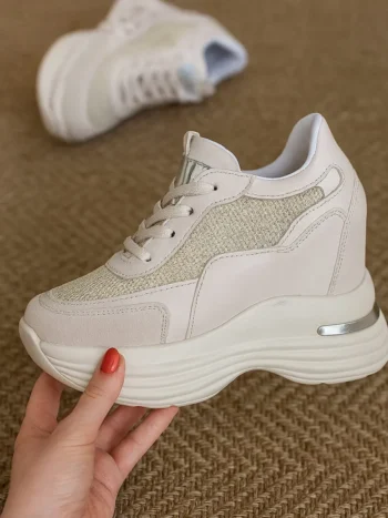 Papucsan Orya Beyaz Desen Gizli Topuk Kadın Spor Ayakkabı