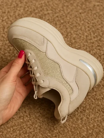 Papucsan Lina Gold Sim Gri Gizli Topuk Kadın Spor Ayakkabı